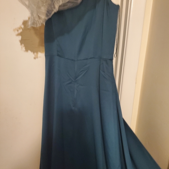Jade formal jumpsuit with overskirt/train. This is an Adrianna Papell, size 6. - Picture 3 of 5